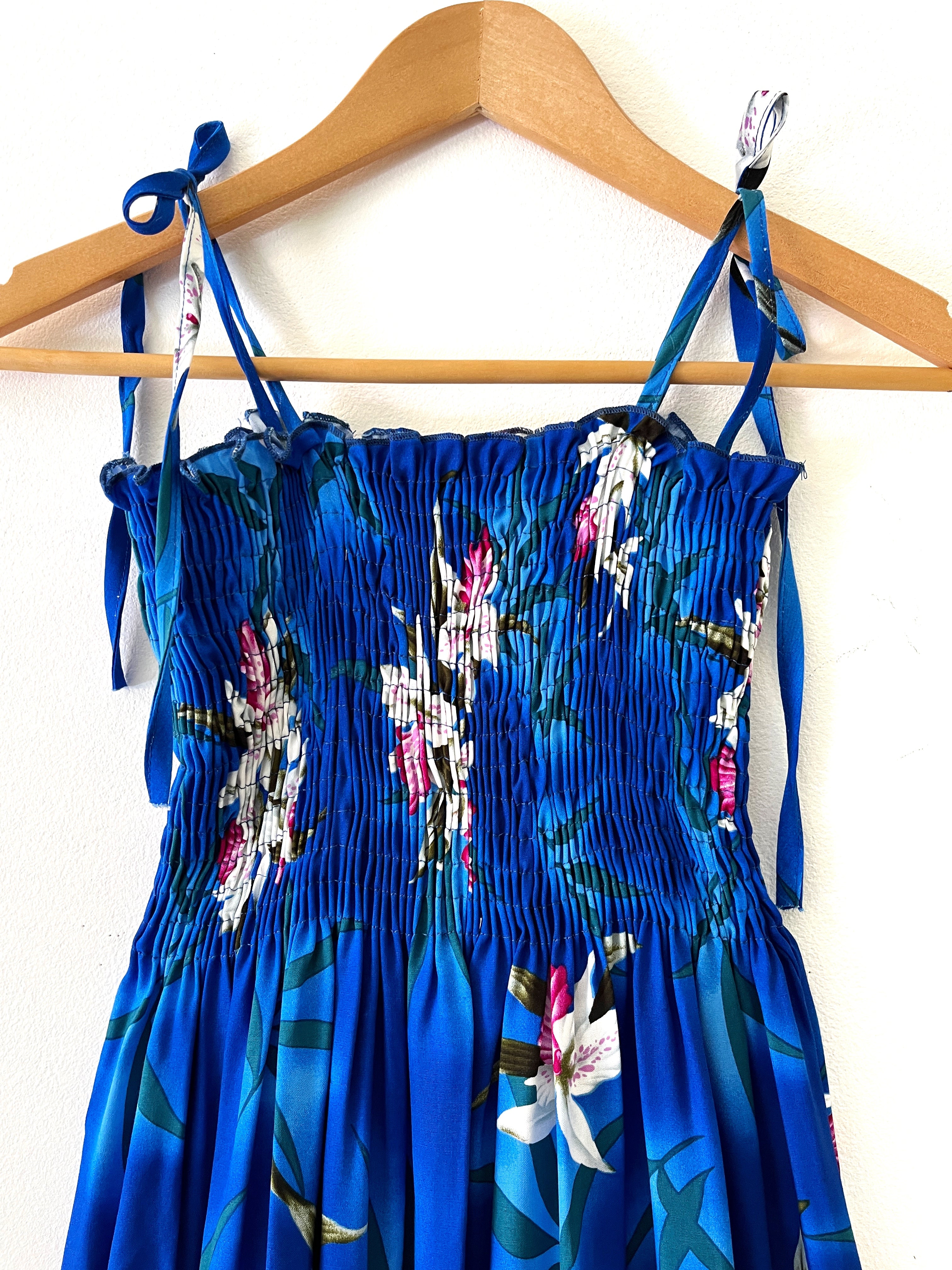 Ladies Hawaiian Maxi Dress - Ocean Blue Orchid