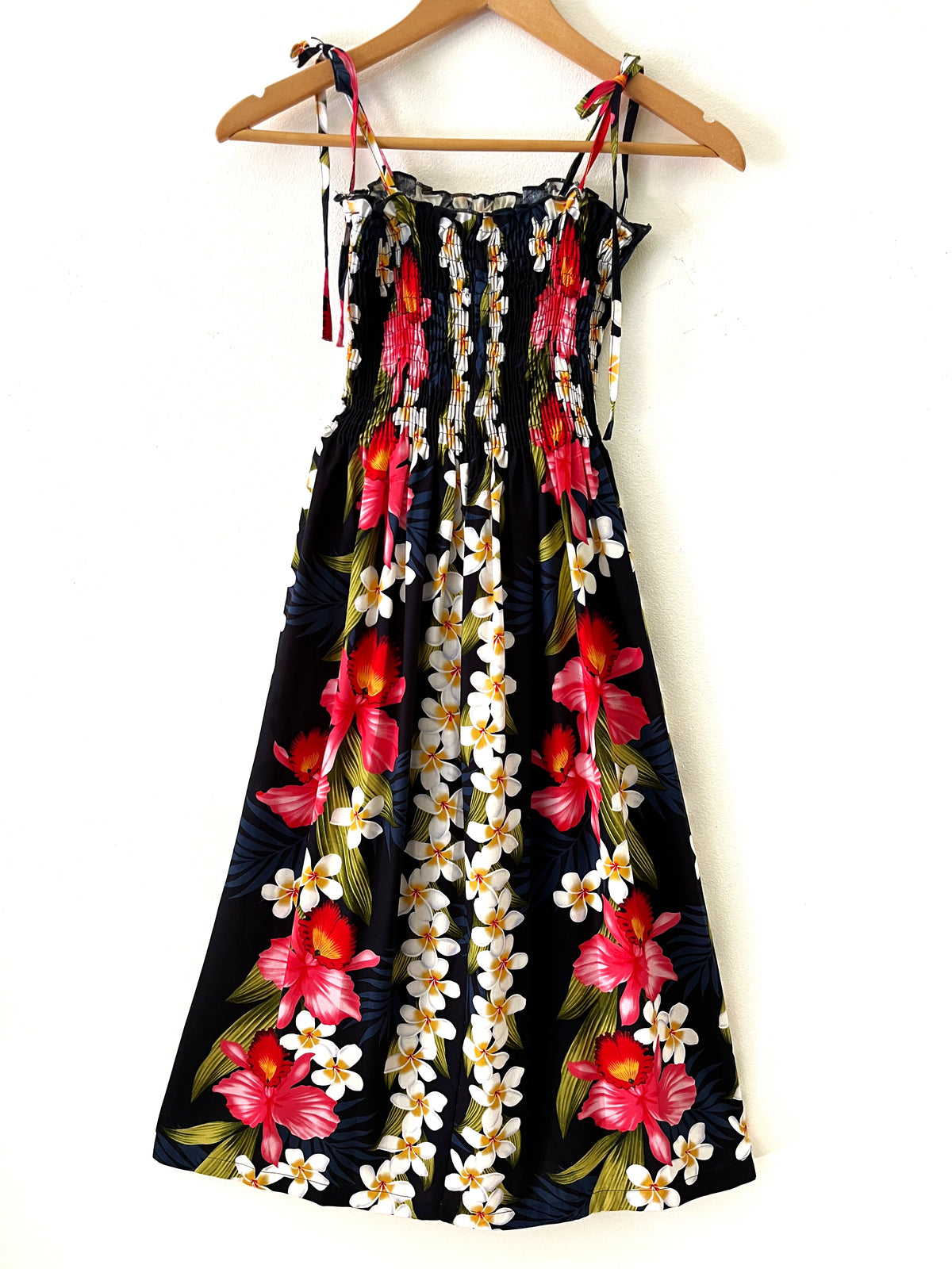 Women's Navy Plumeria Orchid Lei Short Sundress