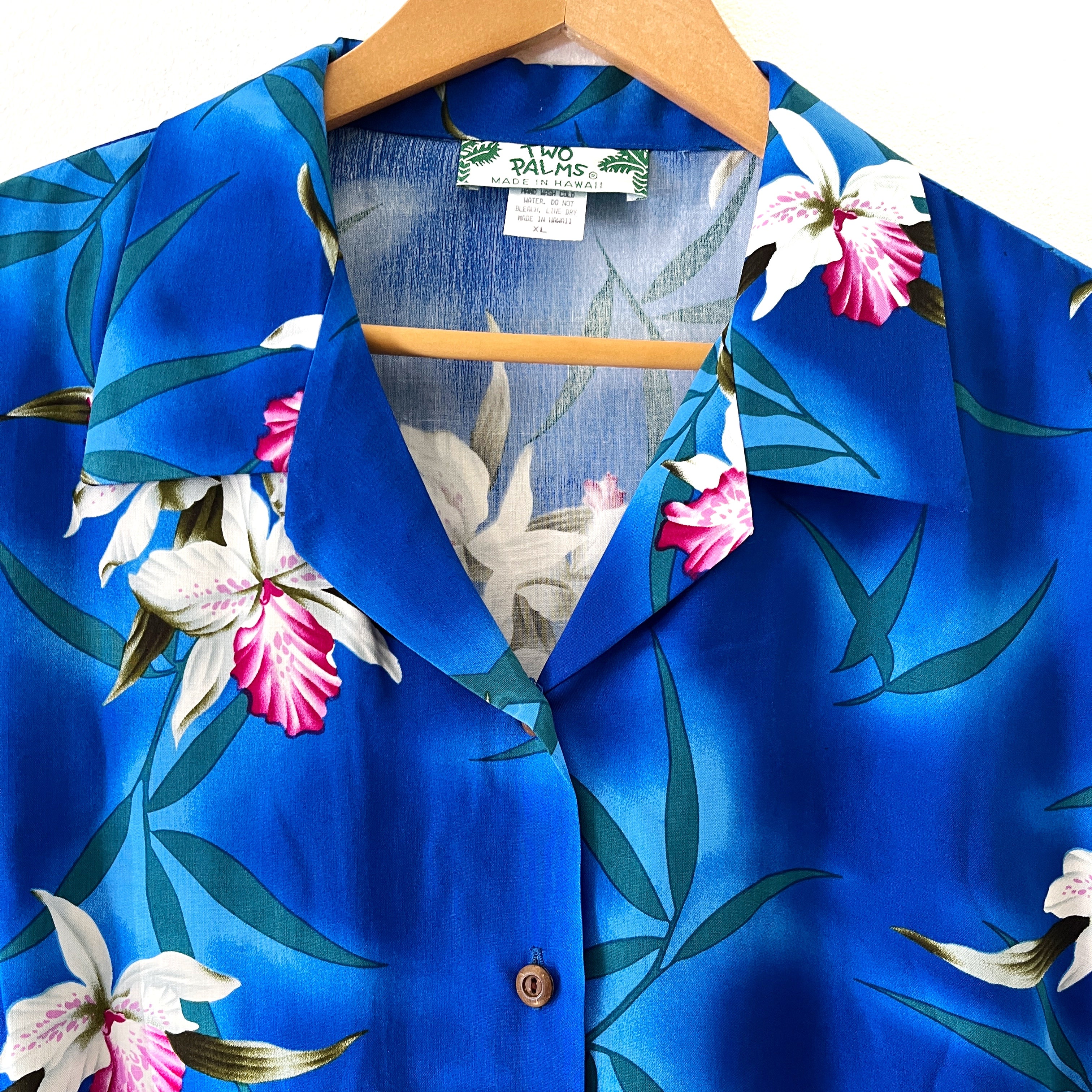 Ladies Hawaiian Blouse - Ocean Blue Orchid