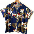 Ladies Hawaiian Blouse - Blue Orchid Garden