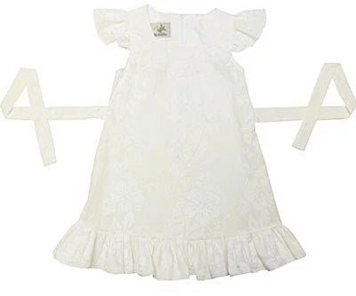 Girls' White Hibiscus Panel Dress