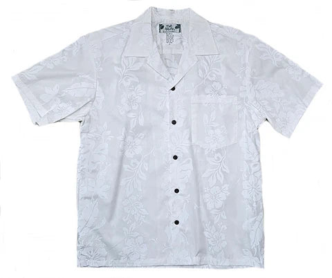 Men's White Hibiscus Panel Shirt