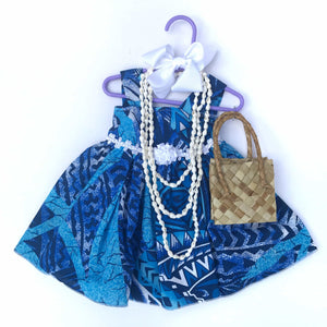 Blue Hawaiian Doll Dress - Fits 18" Dolls - Luau Leslie Shop Blue Hawaiian Doll Dress - Fits 18" Dolls - Luau Leslie Shop