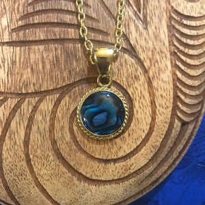 Island jewelry blue abalone rope pendant necklace set an alchemia gold | Aloha Products USA