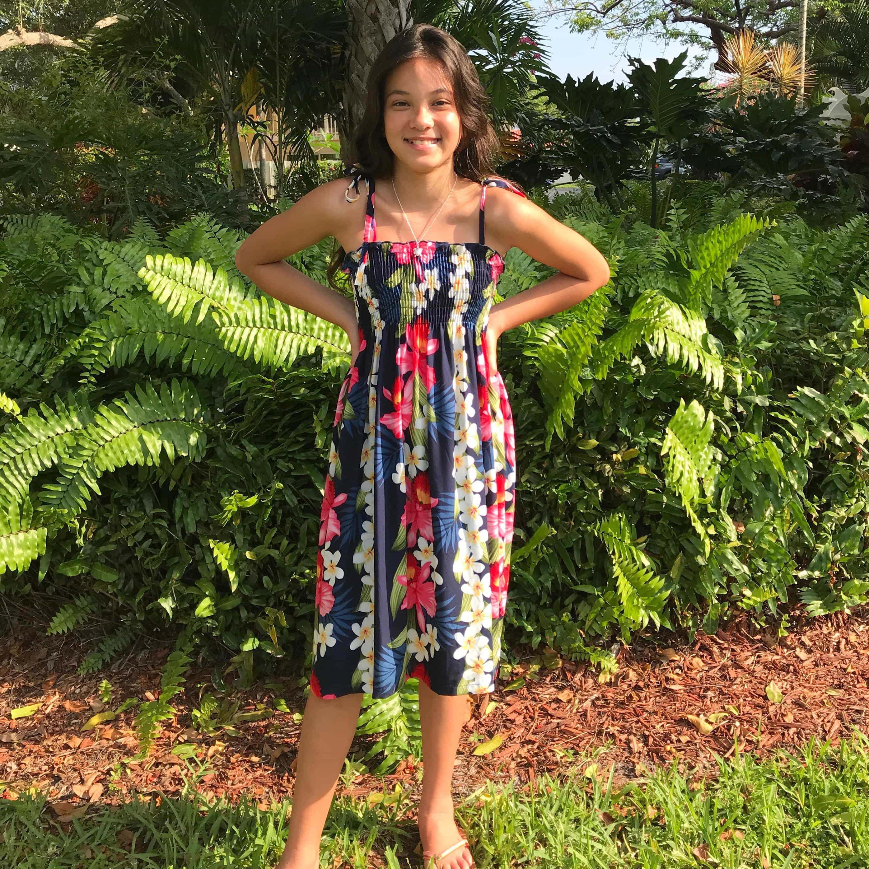 Girls Hawaiian Plumeria Lei Dress Matching Family Luau Leslie Shop