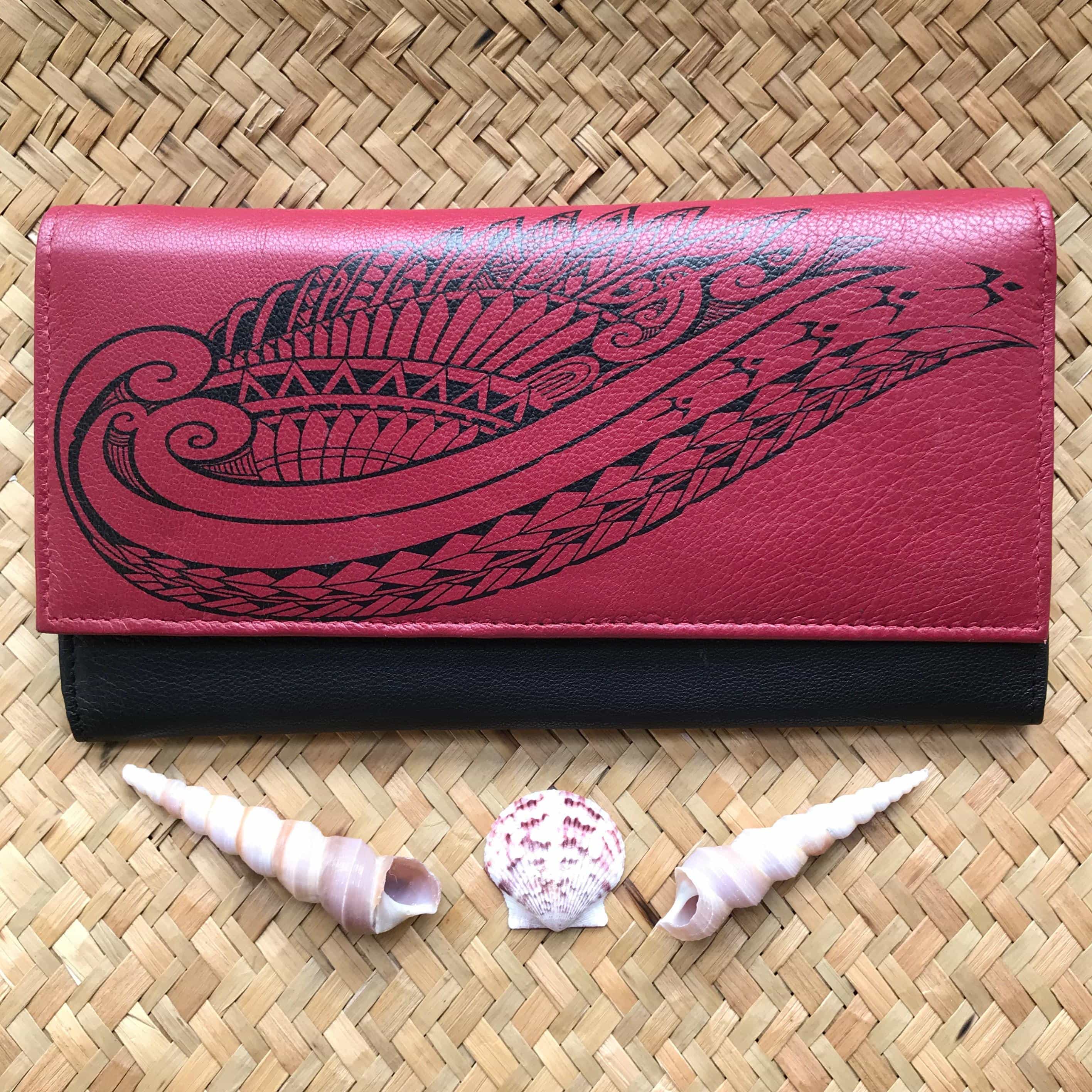 Hawaiian Gifts Women - Red Tribal Clutch Wallet - Luau Leslie Shop