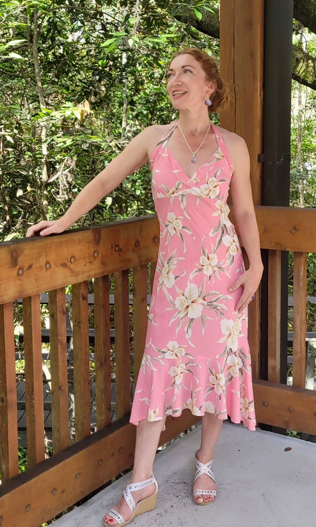 Pink Hawaiian Halter Dress - Matching Couple - Luau Leslie Shop Pink Hawaiian Halter Dress - Matching Couple - Luau Leslie Shop