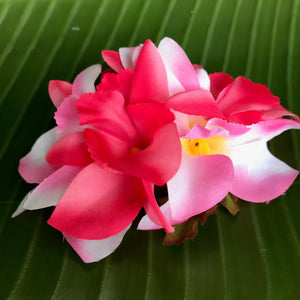 Pink and white orchid Hawaiian silk flower hair clip | Aloha Products USA