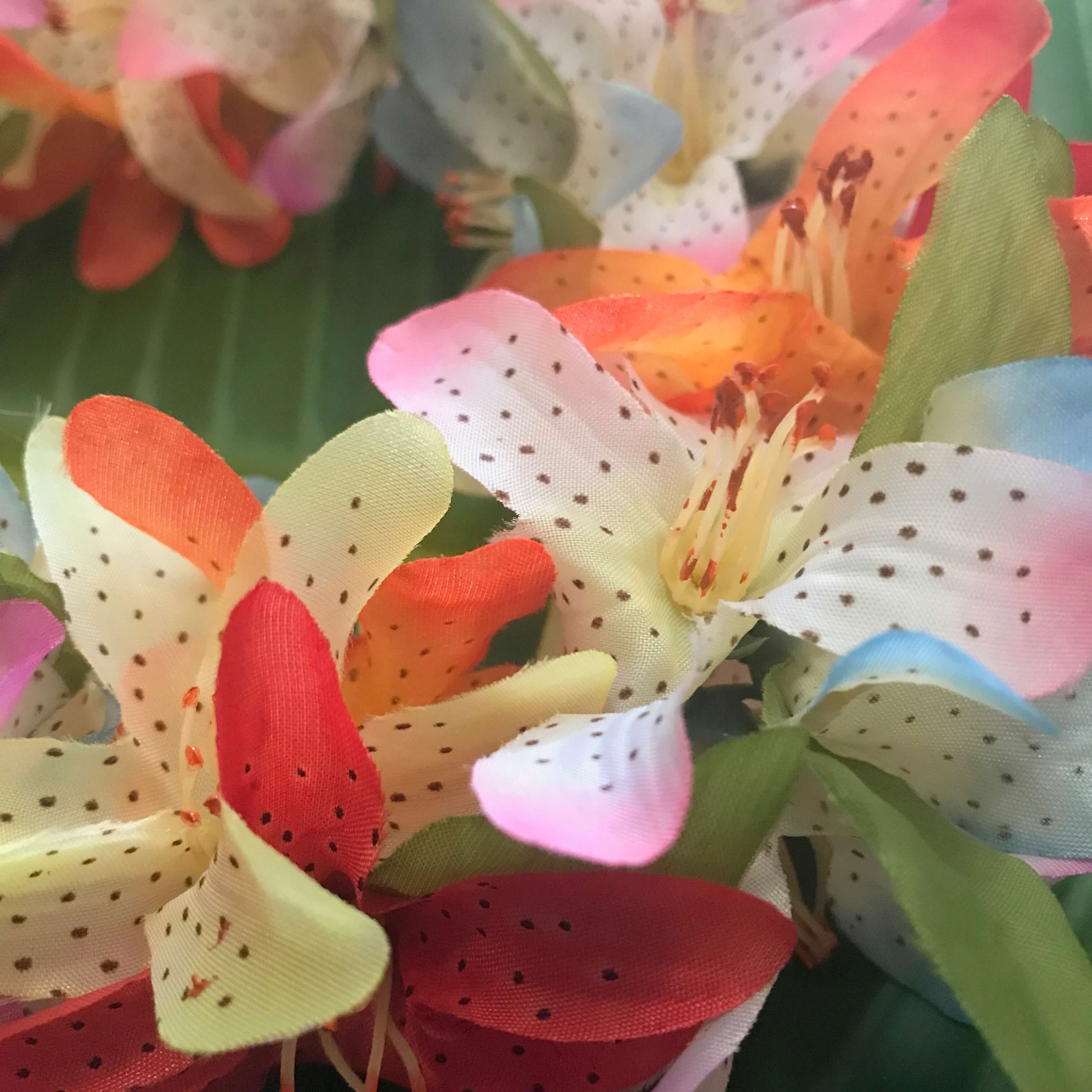 rainbow tiger lily Hawaiian Silk Head Lei - Rainbow Lily Flowers