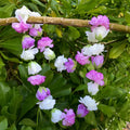 Pale Purple & White Rose Bud & Carnation Silk Blend Lei