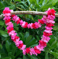 Hawaiian silk lei pink and red rose flower garland | Aloha Products USA