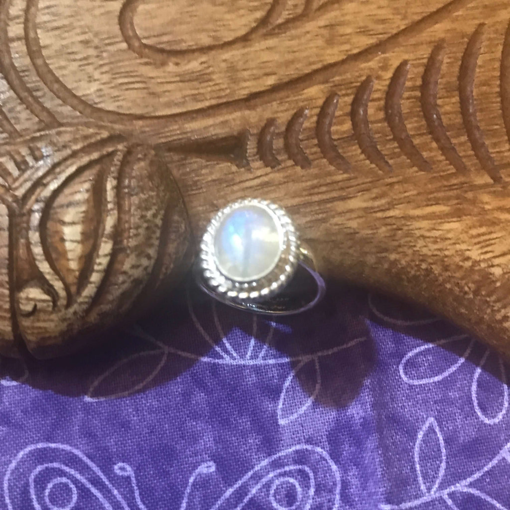 Island  jewelry moonstone rope ring set on sterling silver | Aloha Products USA