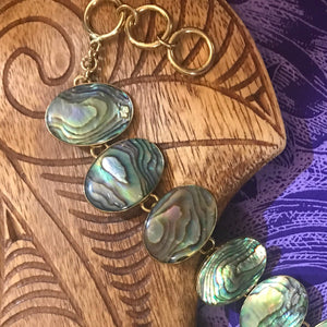 Close up view of natural abalone shells for alchemia gold link bracelet | Aloha Products USA