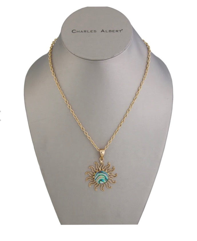 Natural Abalone Sun Pendant