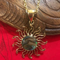 Natural abalone sun pendant  necklace with alchemia gold setting | Aloha Products USA