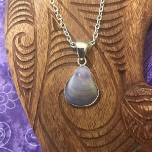 Island jewelry purple clam shell pendant necklace set on stirling silver | Aloha Products USA