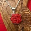 Island jewelry red cinnibar dragon pendant necklace set in stirling silver | Aloha Products USA